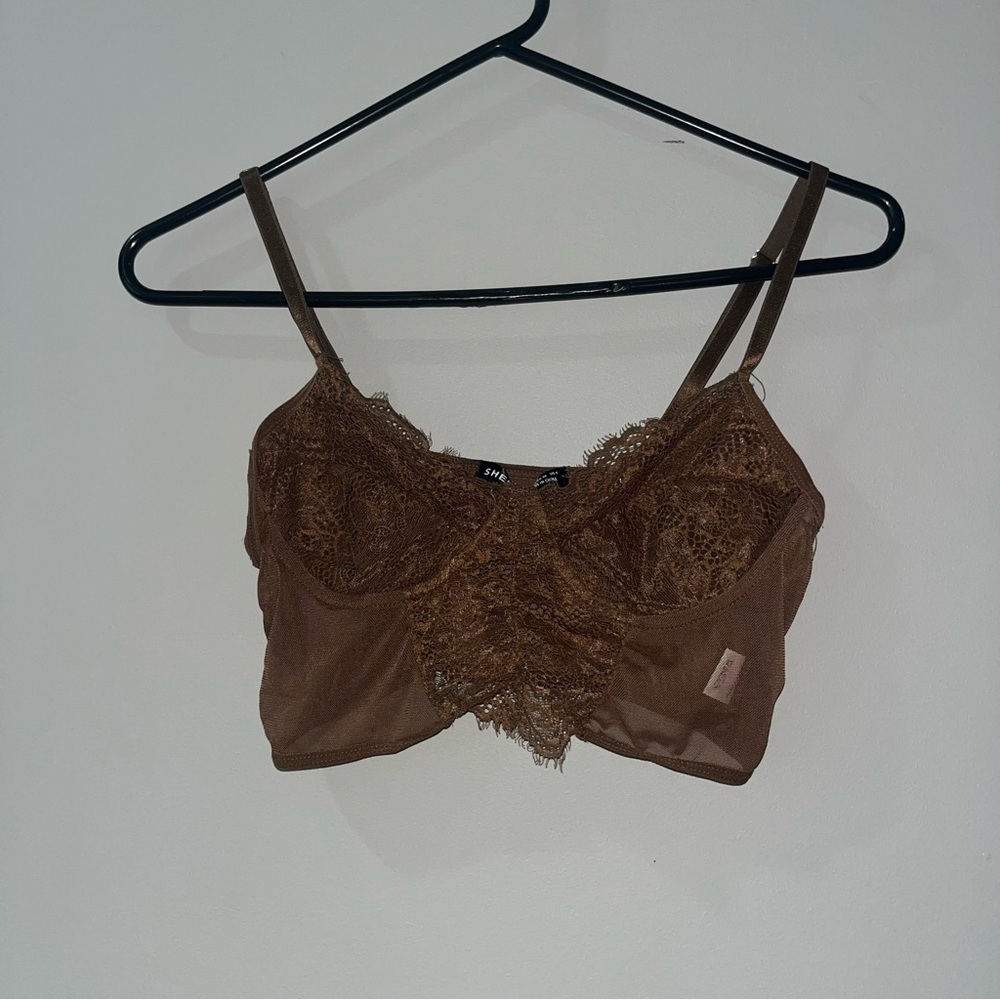 Elegant Brown Lace Bralette